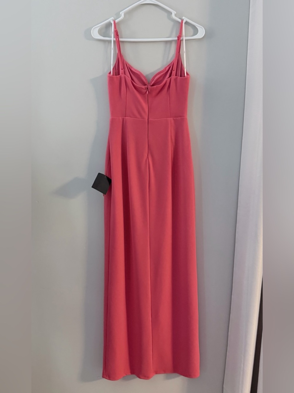 NWT Lulus Coral Pink Spaghetti Strap With Slit Evening Gown Small - Picture 6 of 9